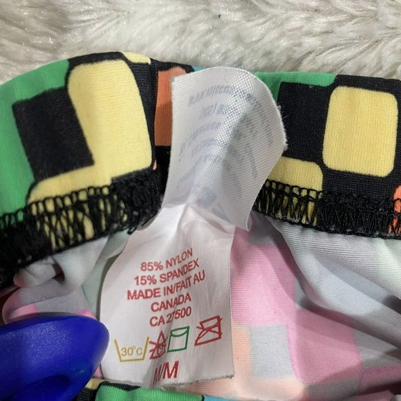 Multicolor Women's Colorblock Nylon Blend Elastic Waist Athletic Shorts Size M - Picture 4 of 8